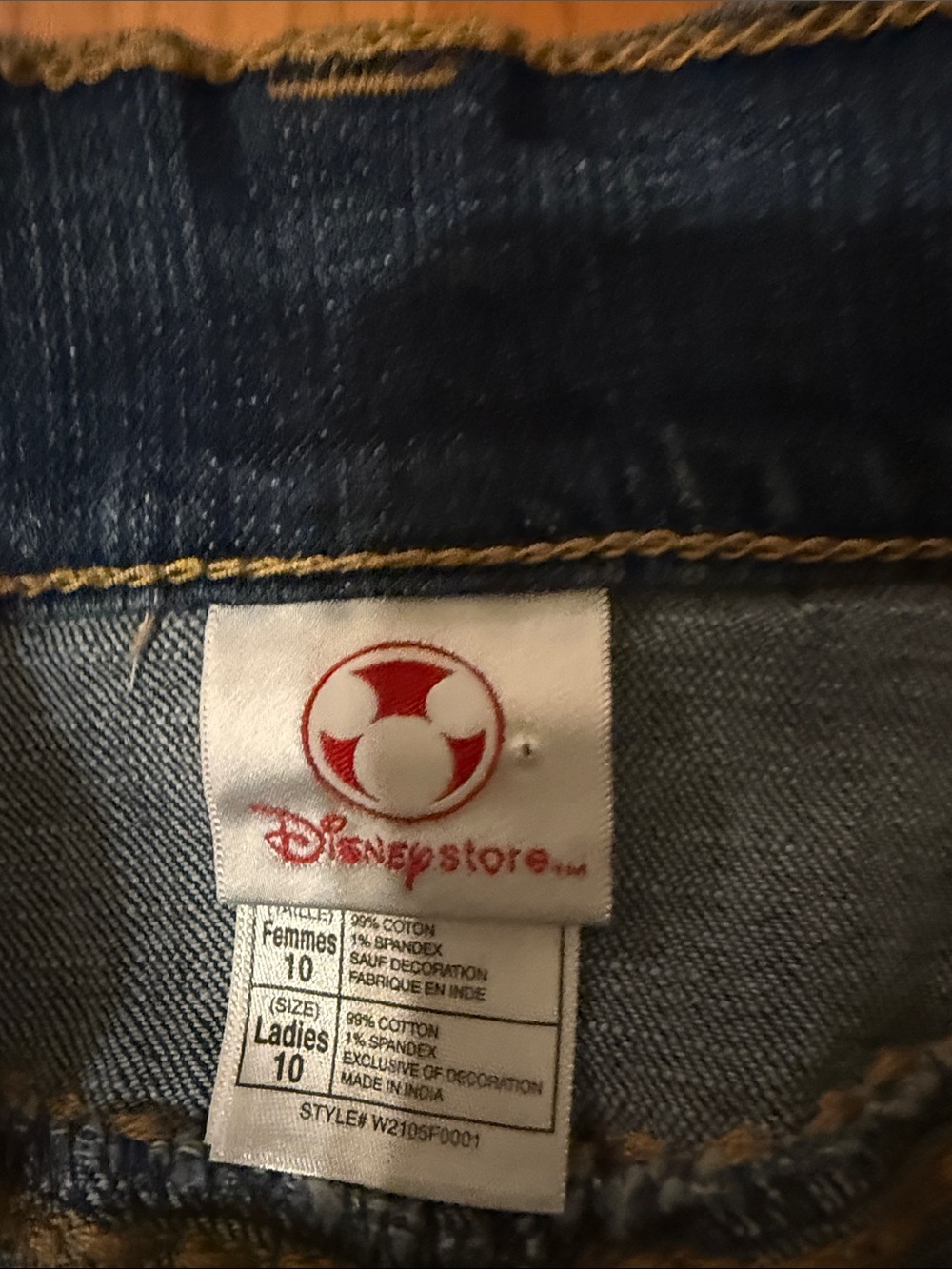 Vintage Y2K Disney Blue Denim A-Line Skirt with Tinker Bell Print - Picture 4 of 6